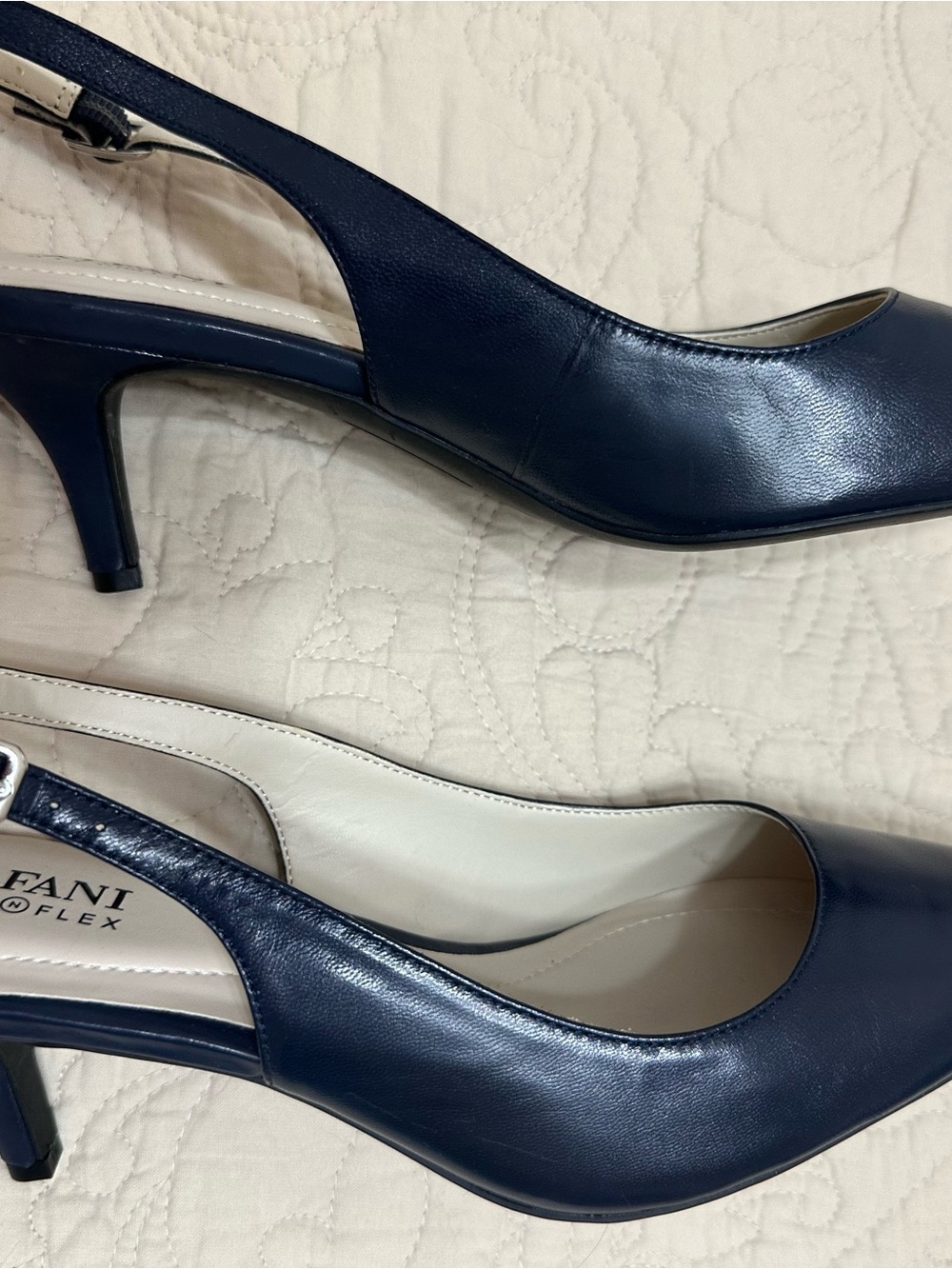 Alfani Navy Leather Slingback Heels